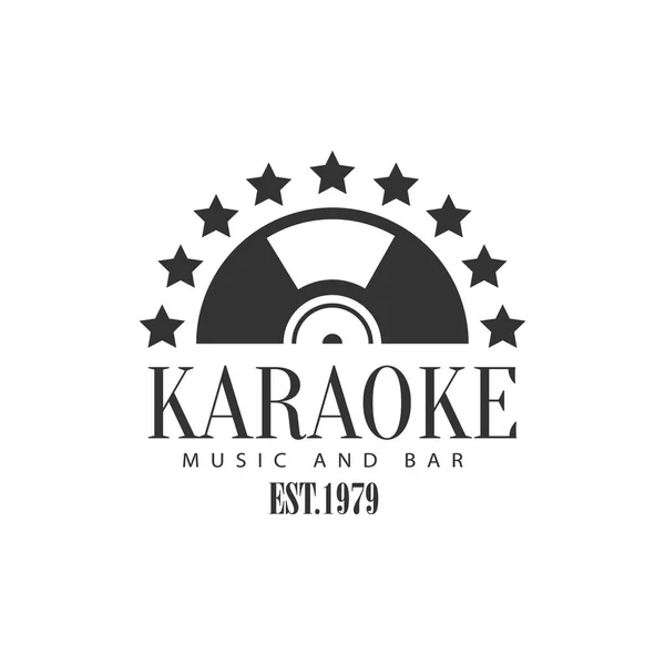 Half Vinyl Recors Framed With Stars Karaoke Premium Quality Bar Club Monochrome Promotion Retro Sign Vector Design Template — Stock Vector