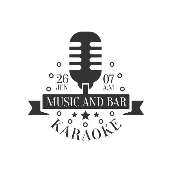 Old-Fashioned Microphone Karaoke Premium Quality Bar Club Monochrome Promotion Retro Sign Vector Design Template — Stock Vector