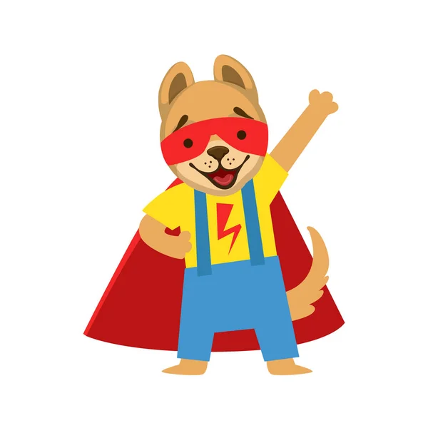 Chiot animal habillé en super-héros avec un personnage de Vigilante masqué Cape BD — Image vectorielle