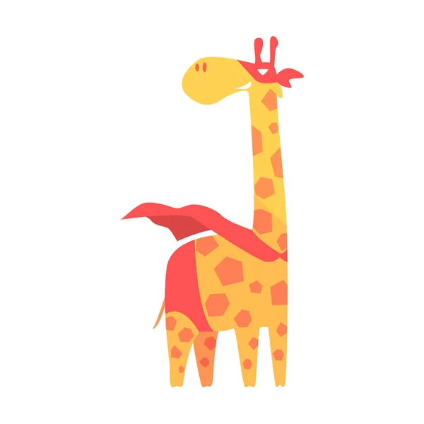 Zsiráf állat öltözve, mint egy szuperhős képregény Cape maszkos önbíráskodó geometriai karakter — Stock Vector