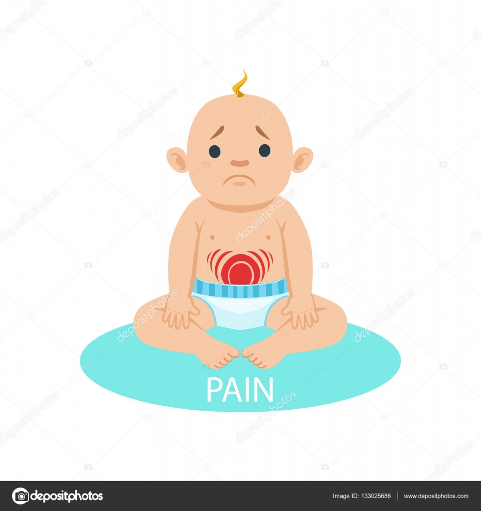 Little Baby Boy In Nappy Having Belly Pain Part Of Reasons Of Infant Being Unhappy And Crying Cartoon Illustration Collection Stock Vector Image By C Topvectors