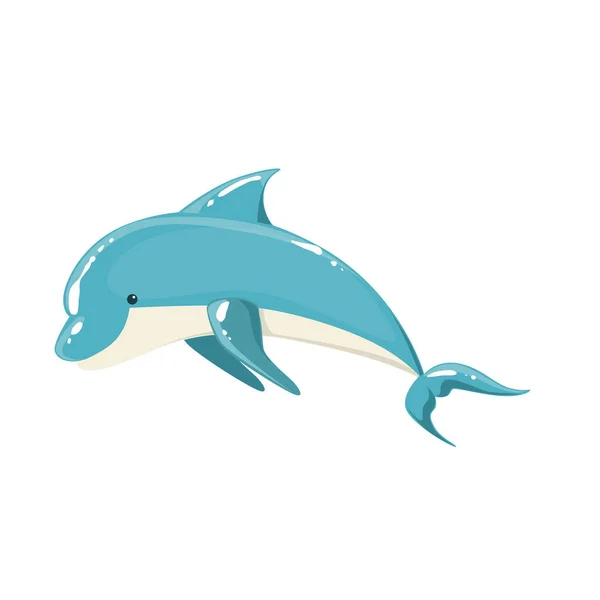 Modrý delfín skákavý skákání pro zábavní Show, realistické vodní savec vektorové kreslení — Stockový vektor