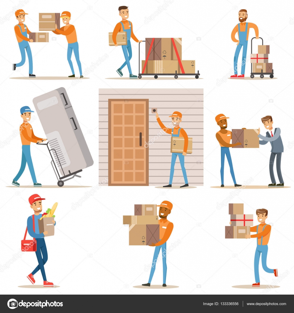 Clients, souriant Couriers livrer les vivres et l 