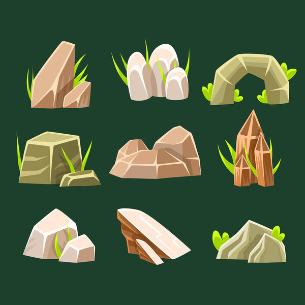 Natural Brow Rocks Of Different Shape Collection Of Landscape Design Elements For Flash Game