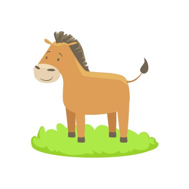 Eşek çiftlik hayvan karikatür çiftlik ilgili bir öğe yeşil çim yama üzerinde