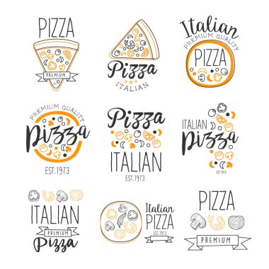 İtalyan Pizza lokanta Promo etiketleri koleksiyonu