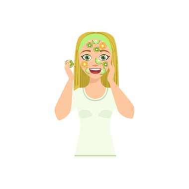 Woman Doing Mask With Citrus Slices Home Spa Treatment Procedure clipart
