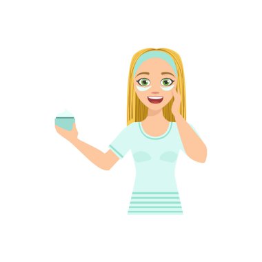 Göz kremi ev Spa tedavisi yordamı kullanan kadın