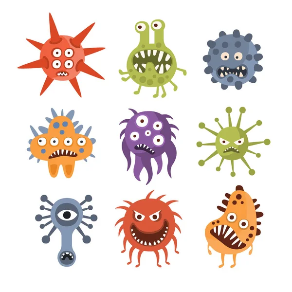 侵略性的神奇怪物微生物组 — 图库矢量图片