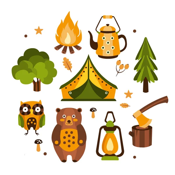 Camping Associated Symbols Ilustración — Archivo Imágenes Vectoriales