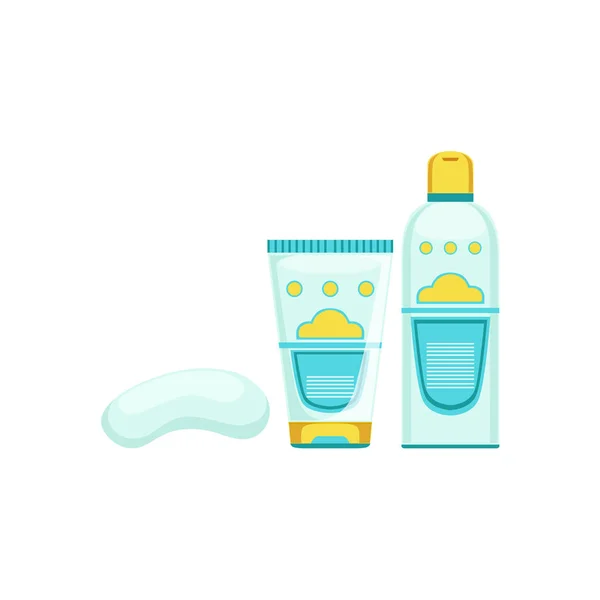 Ensemble de ligne dermatologique spécialisée de cosmétiques de soins de la peau pour le traitement des problèmes de peau avec du savon et de la lotion nettoyante — Image vectorielle