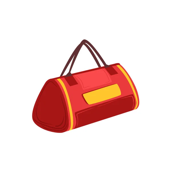 Sac à main sportif doux rouge avec doubles poignées Article du sac à bagages Collection de dessins animés d'accessoires — Image vectorielle