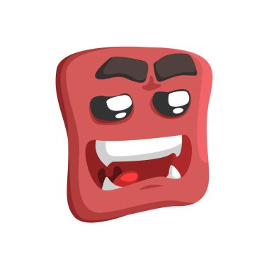 Kahverengi tatlı Emoji karikatür Meydanı komik konuşuyor duygusal yüz vektör renkli izole etiket