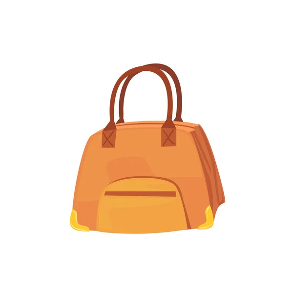 Vrouwelijke bruin lederen handtas Item uit Bagage tas Cartoon collectie van accessoires — Stockvector