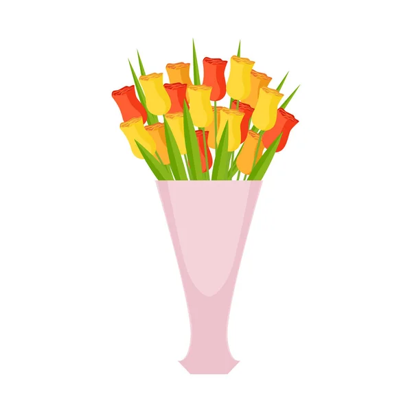 Lale çiçek buketi uzun çiçek vazoda çiçek Dükkanı dekoratif bitkiler ürün yelpazesine Madde karikatür vektör çizim — Stok Vektör