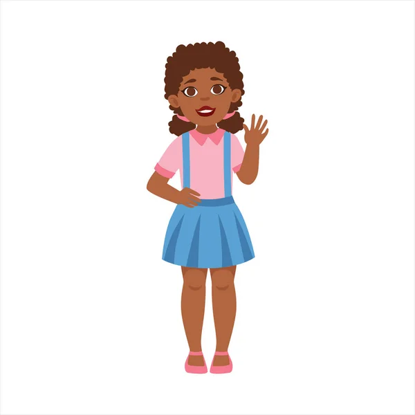 Adolescente noire agitant, faisant partie des étapes de croissance avec des enfants dans un ensemble vectoriel d'âge différent — Image vectorielle
