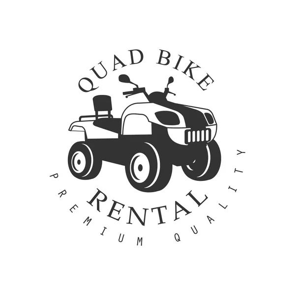 Menyewa Premium Quality Quad Bike Label Desain Hitam dan Putih Templat Dengan Teks Untuk Quadricycle Rental Bisnis - Stok Vektor