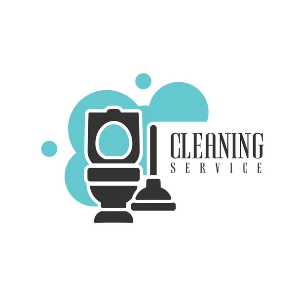 Plantilla de logotipo de alquiler de servicio de limpieza de casa y oficina con inodoro y émbolo para limpiadores profesionales Ayuda para la limpieza — Archivo Imágenes Vectoriales