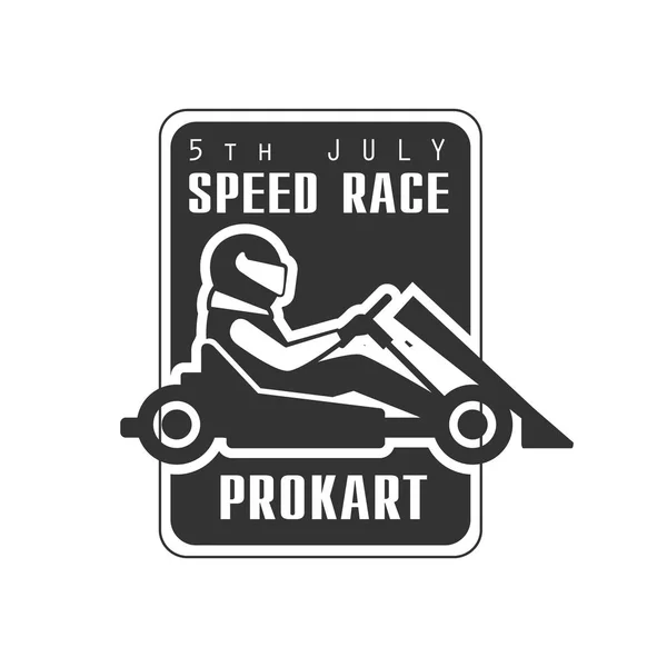 Gokart klub sebesség Race fekete-fehér logó tervezősablon versenyző a Kart sziluett — Stock Vector