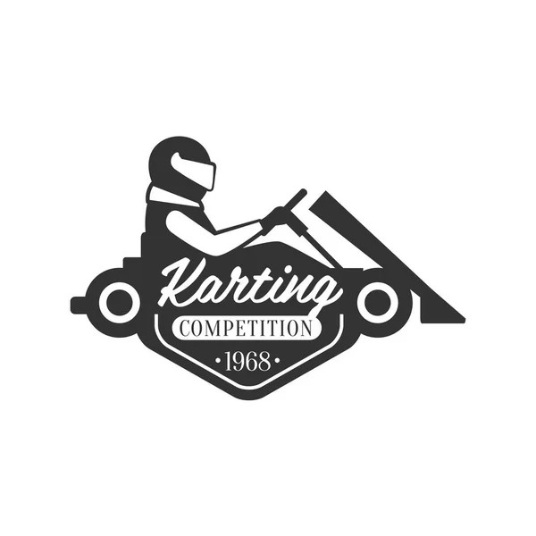 Karting kulübü olay Promo siyah ve beyaz Logo tasarım şablonu ile Kart siluet Rider — Stok Vektör