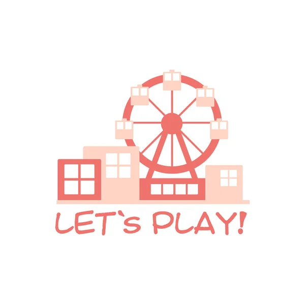 Niños tierra patio de recreo y entretenimiento Club colorido cartel promocional con noria rueda para el espacio de juego para los niños — Vector de stock