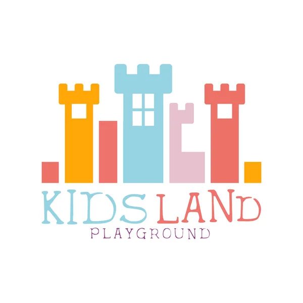 子供用プレイ スペースのためのおとぎ話の城で子供土地遊び場、娯楽クラブのカラフルなプロモーション記号 — ストックベクタ