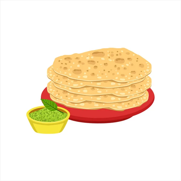 Mucchio di Tortilla pane tradizionale messicano piatto cibo oggetto da Cafe Menu Vector Illustrazione — Vettoriale Stock