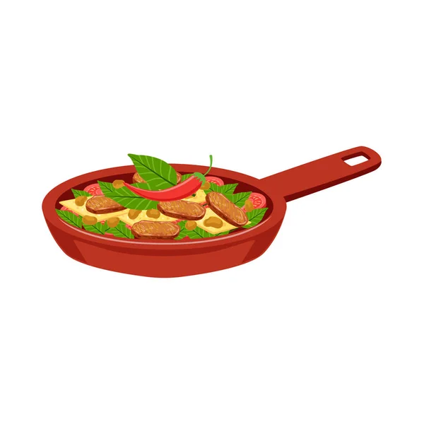 Carne frita con verduras Cocina mexicana tradicional Plato de comida Artículo de Café Menú Vector Ilustración — Vector de stock