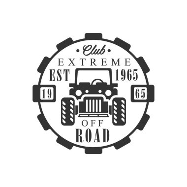 Yuvarlak kare Off-Road aşırı Club ve Kiralama siyah ve beyaz Promo etiket tasarım şablonu