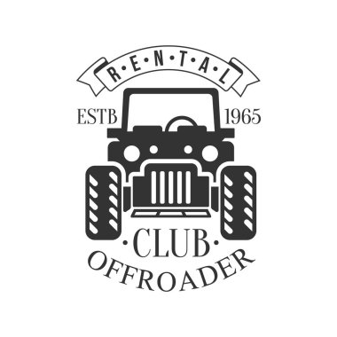 Offroader Off-Road aşırı Club ve Kiralama siyah ve beyaz Promo etiket tasarım şablonu