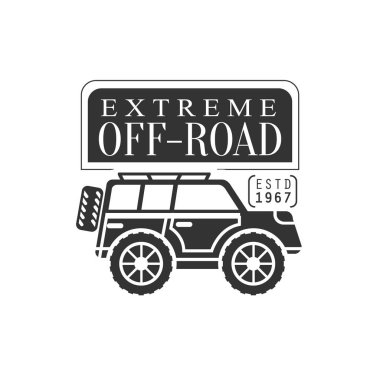 Off-Roader aşırı Club ve Kiralama siyah ve beyaz Promo etiket tasarım şablonu