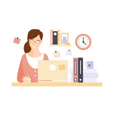 İçerik kadın memur günlük rutin durum çizgi film karakterine sahip Office odacık içinde