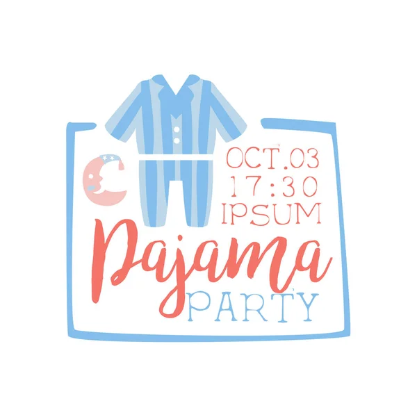パジャマ パジャマの一泊外泊の正方形のフレームを招いて子供とガーリー パジャマ パーティー招待状カード テンプレート — ストックベクタ