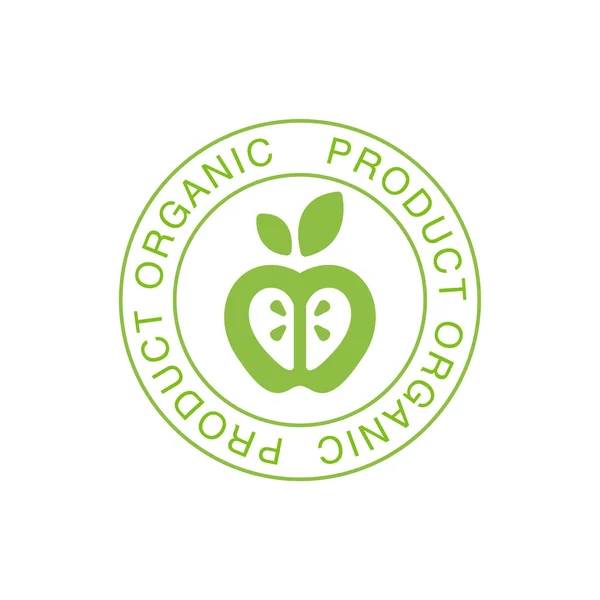Veganská přirozené potravy zelené Logo šablona návrhu s Apple v Kulatý rám prosazování zdravého životního stylu a eko produkty — Stockový vektor