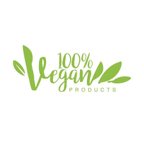 Vegane natürliche Lebensmittel grüne Logo-Design-Vorlage mit stilisierter Schrift zur Förderung eines gesunden Lebensstils und ökologischer Produkte — Stockvektor