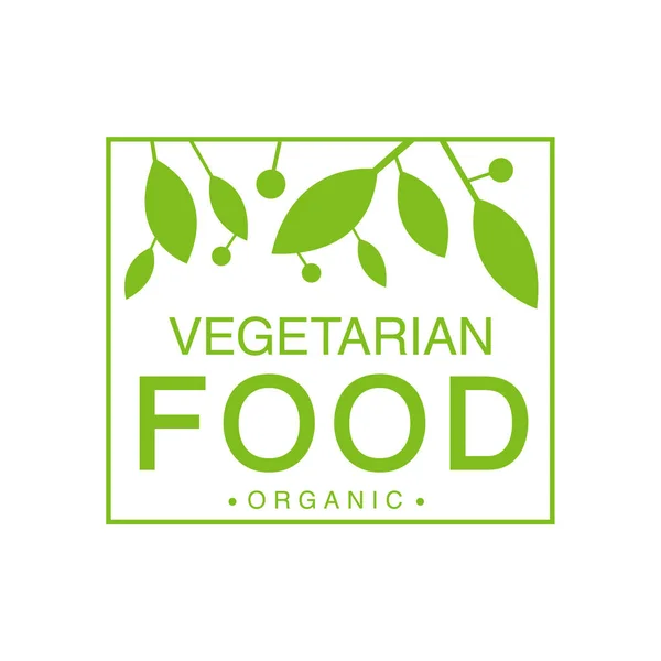 Vegane natürliche Lebensmittel grüne Logo-Design-Vorlage mit quadratischem Rahmen zur Förderung eines gesunden Lebensstils und Ökoprodukte — Stockvektor