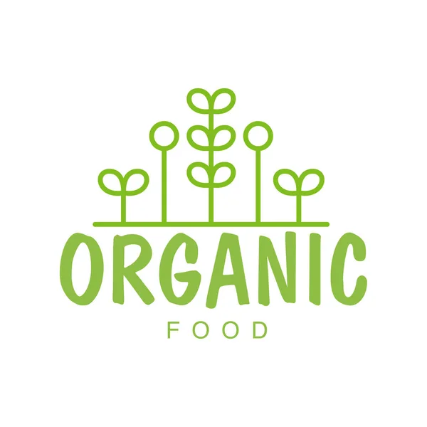 Vegan Natural Food Green Logo Design Template with Geometric Plants Promoting Healthy Lifestyle and Eco Products — стоковый вектор