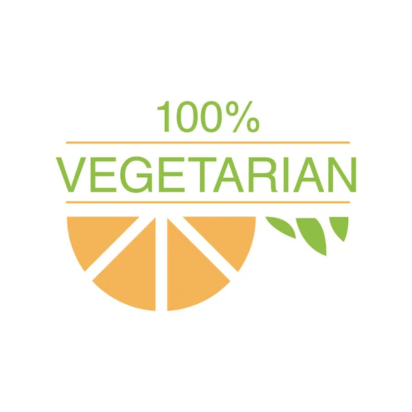 Vegane natürliche Lebensmittel grüne Logo-Design-Vorlage mit Orangenscheibe zur Förderung eines gesunden Lebensstils und Ökoprodukte — Stockvektor