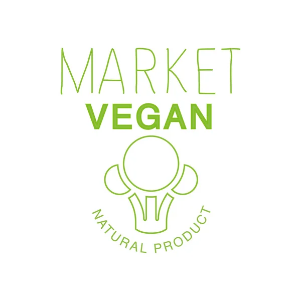 Vegan Natural Food Market Green Logo Design Template Promoting Healthy Lifestyle and Eco Products — стоковый вектор