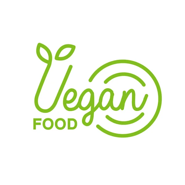 Vegane natürliche Lebensmittel grün geometrische Logo-Design-Vorlage zur Förderung eines gesunden Lebensstils und Ökoprodukte — Stockvektor