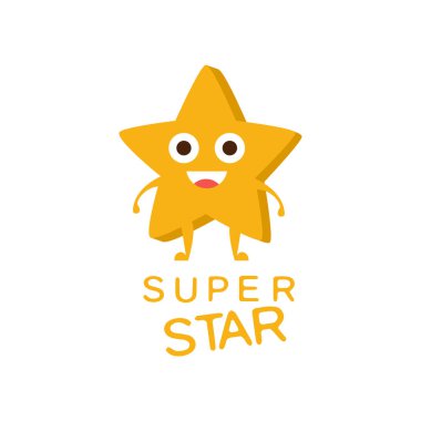 Super Star Word And Corresponding Illustration, Cartoon Character Emoji With Eyes Illustrating The Text clipart
