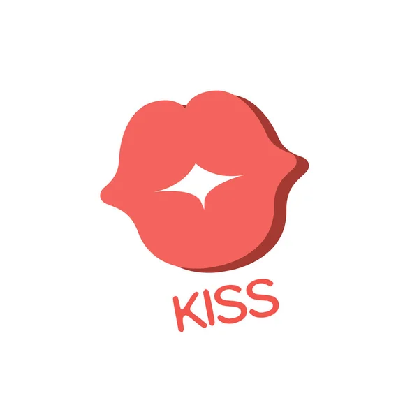 Liss y impresión de labios, palabra e ilustración correspondiente, personaje de dibujos animados Emoji con ojos que ilustran el texto — Vector de stock