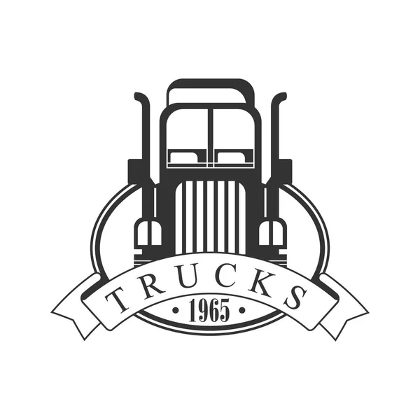 Modèle de conception noir et blanc de logo de club de compagnie de camions lourds avec le ruban — Image vectorielle
