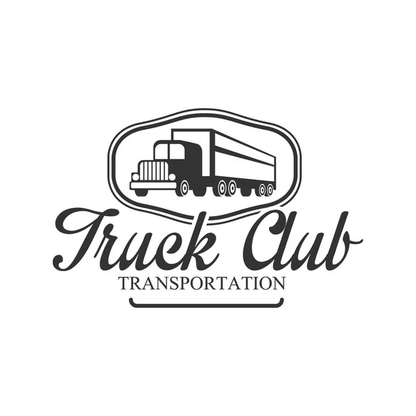 Modèle de conception noir et blanc de logo de club de compagnie de camions lourds de transport — Image vectorielle