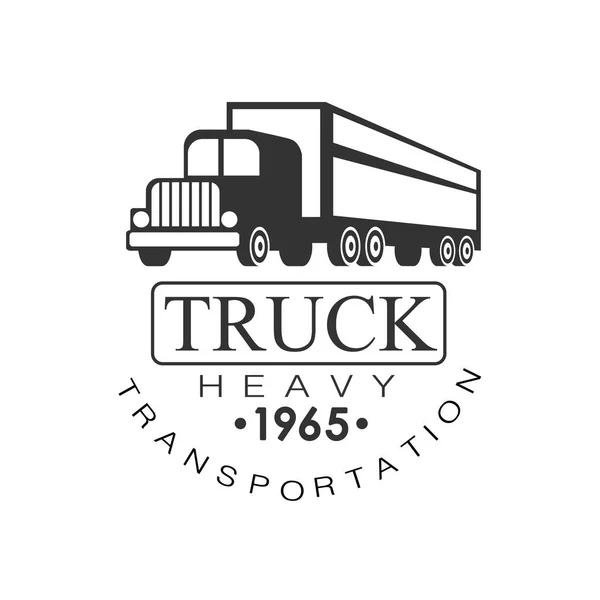 Heavy Trucks Company Club Logo Black And White Design Template With Truck Silhouette — Stock Vector