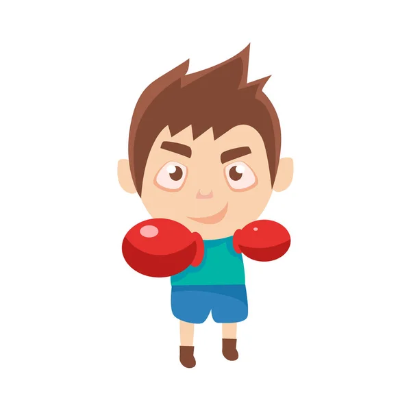 Menino desportista boxe parte da série de treinamento de esportes infantis de ilustrações vetoriais — Vetor de Stock