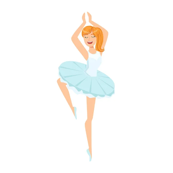 Ballerina In White Tutu Dancing In Ballet, Part Of Happy People And Their Professions Collection Of Vector Characters — Stock Vector