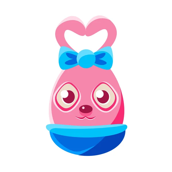 Huevo de Pascua en forma de conejito de Pascua rosa con arco colorido femenino religioso vacaciones símbolo emoji — Vector de stock