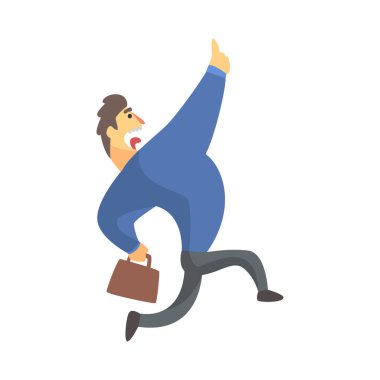 İşadamı üst Yöneticisi çığlık, Office iş durum illüstrasyon çalışan bir takım