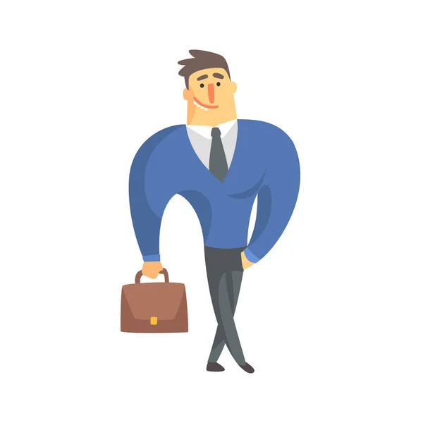 Smiling Businessman Top Manager In A Suit, Office Job Illustration - Stok Vektor